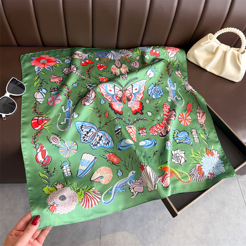 Scarf Silk Square - Pañuelo cuadrado de lujo para mujer,